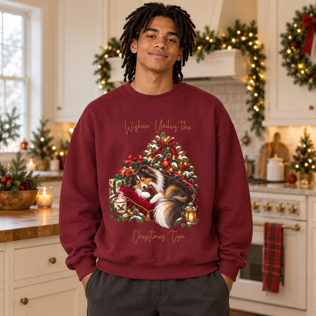 Wishin' Under the Christmas Tree Shetland Sheepdog Sweatshirt