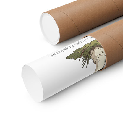 Two brown kraft paper mailers or poster tubes on a white background, with one tube open to show a rolled up poster.
