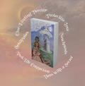 A book cover mockup for 'Faithful' by Allexandra, set against a dreamy sunset sky background. It's surrounded by Prometheia and Fait's tropes: Clue-finding heroine, protective love, newlyweds, hero with a secret, past life connection, soulmates.