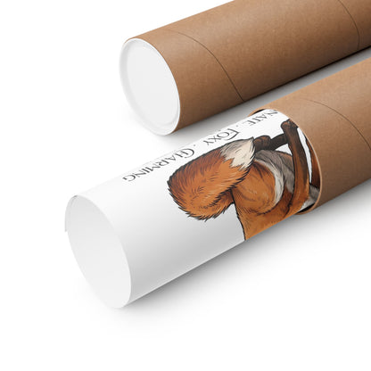 Two brown kraft paper poster tubes on a white background, with one tube partially opened to reveal a rolled up poster.