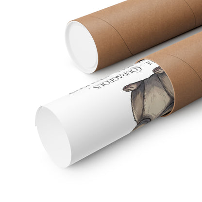 Two brown cardboard mailing tubes on a white background, one open revealing a rolled up poster.
