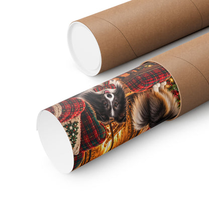 Two brown cardboard mailing tubes on a white background, one opened showing a rolled up poster.